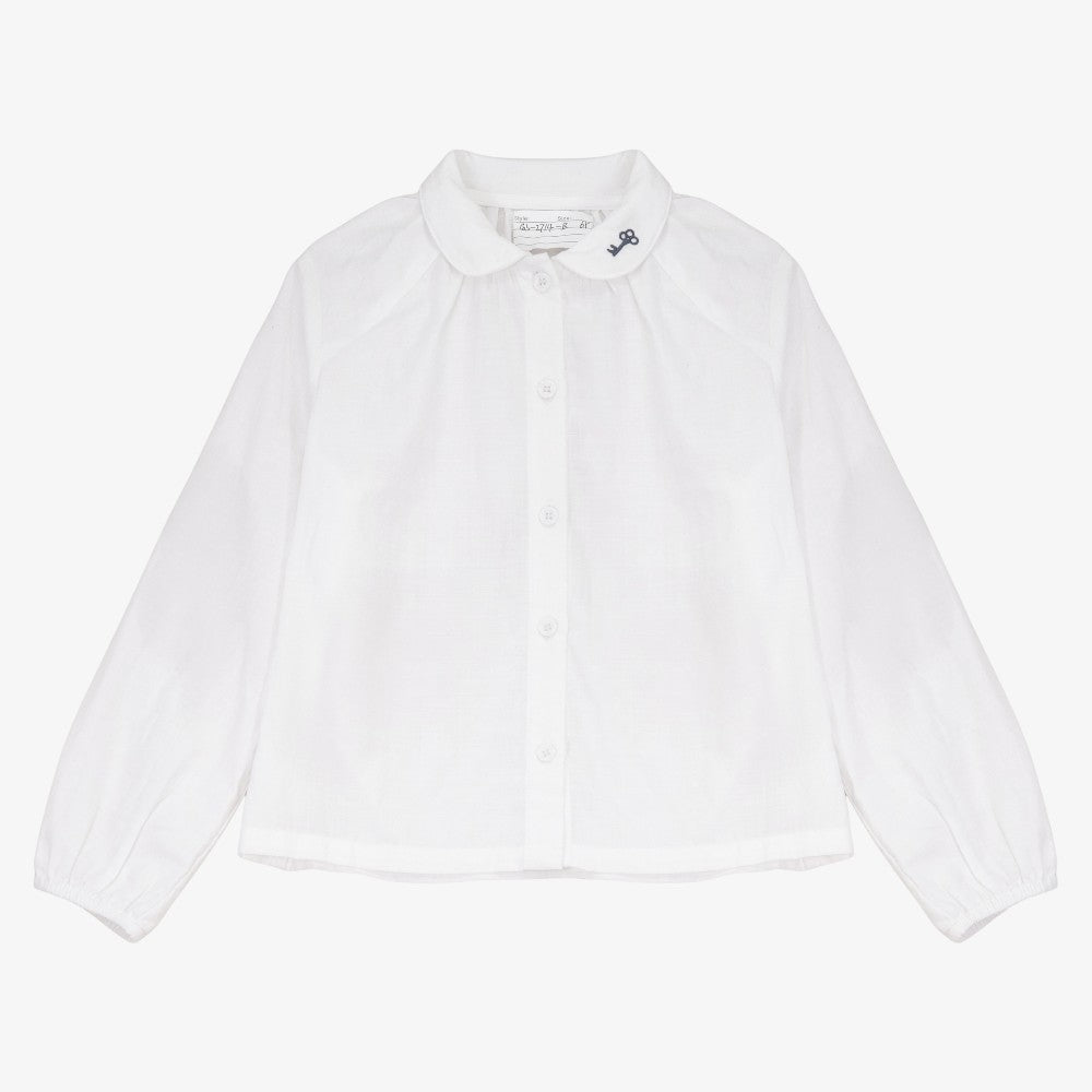Embroidered Shirt - Cream & Blue