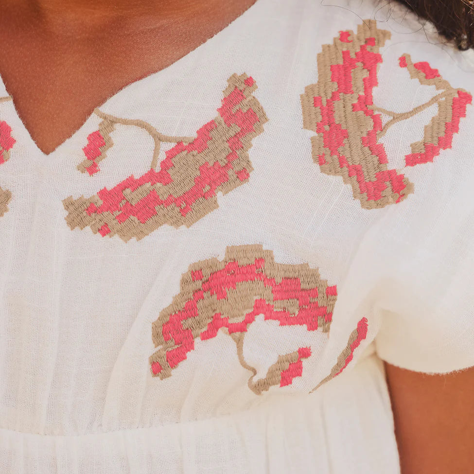 Embroidered Dress - White