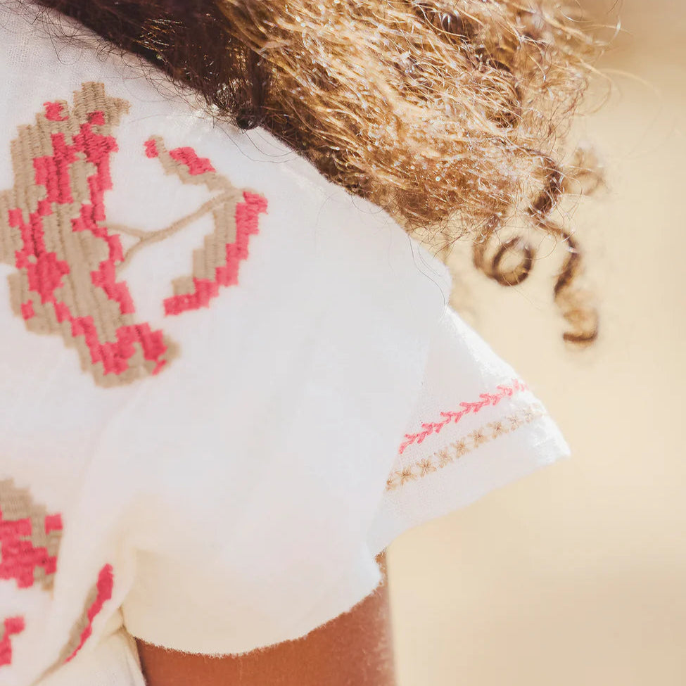 Embroidered Dress - White