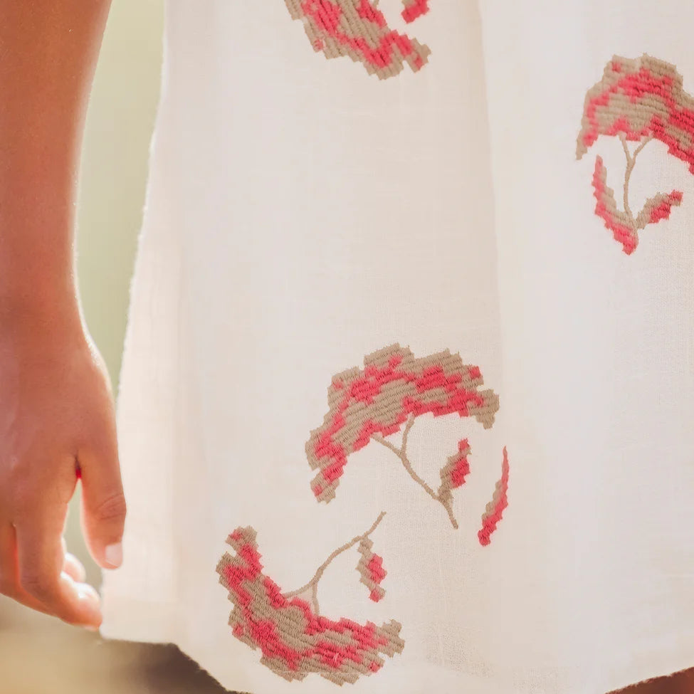 Embroidered Dress - White