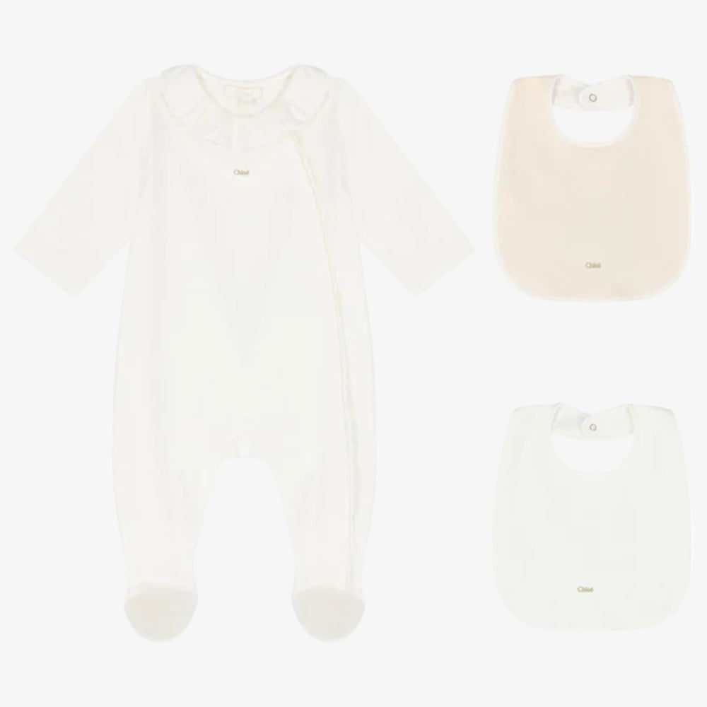 Footie With 2 Bibs - Offwhite
