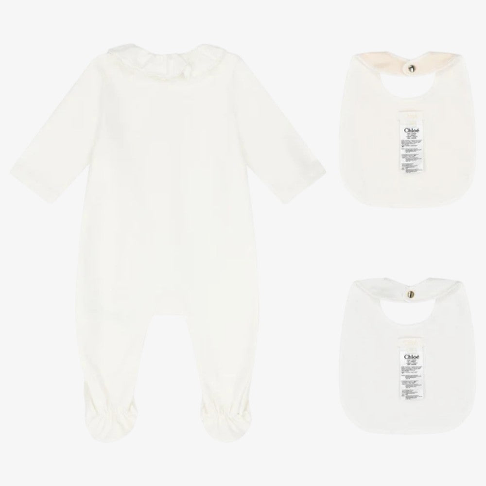 Footie With 2 Bibs - Offwhite