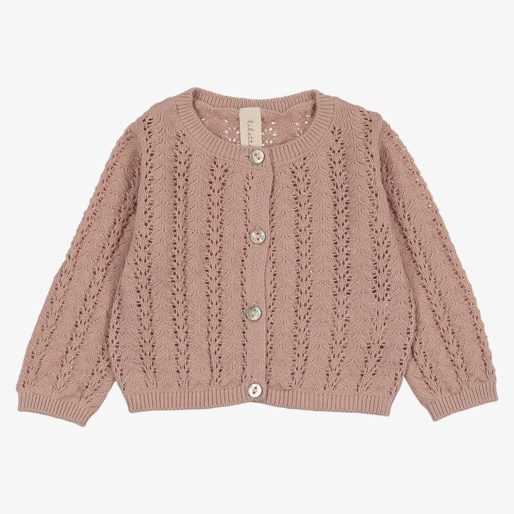Crochet Knit Shrug - Dusty Pink