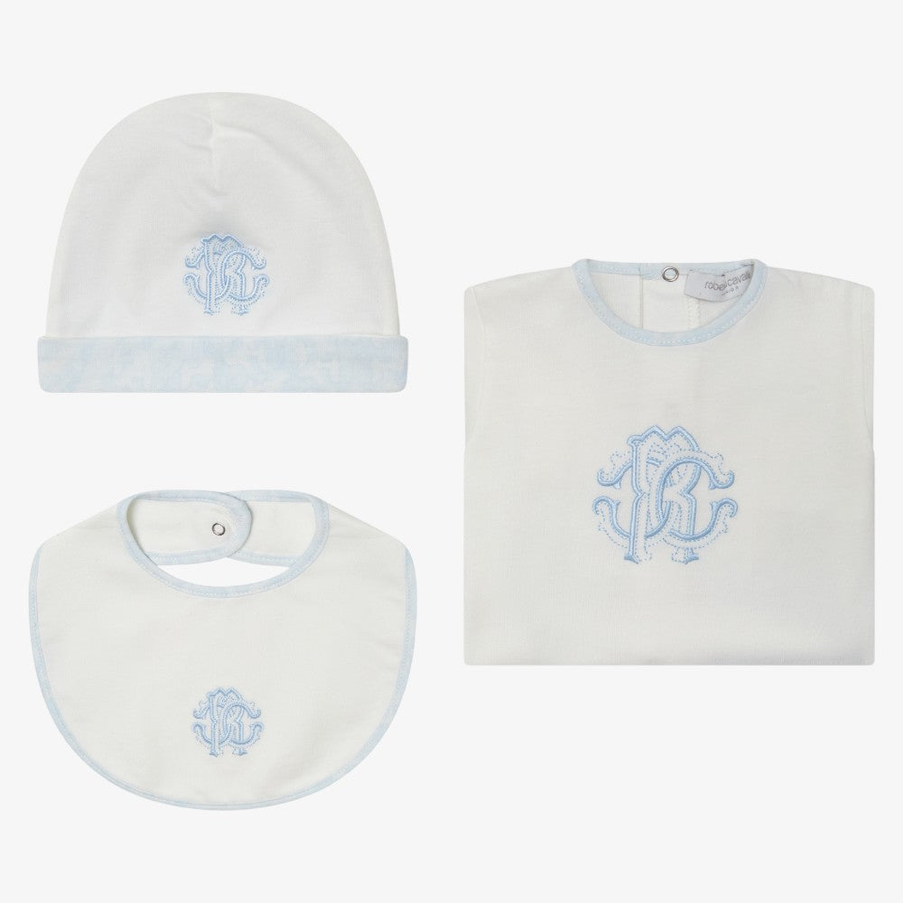 Logo Footie And Hat And Bib - Sky Blue
