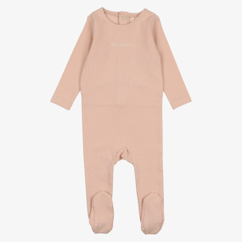 Cotton Word Footie - Shell Pink