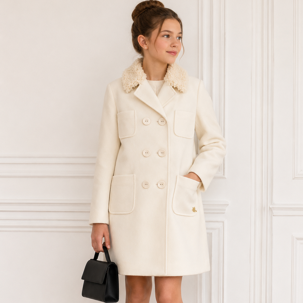 Teddy Collar Coat - Cream