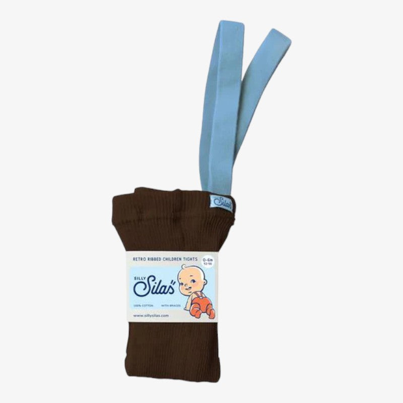 Footed Tights - Brown & Lt Blue