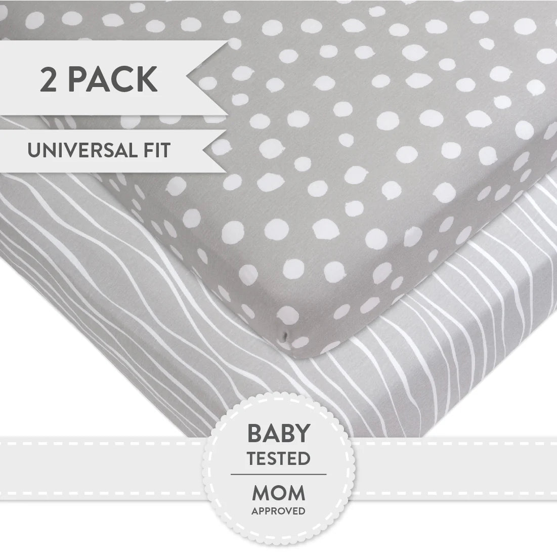 Crib Sheet 2Pack - Grey-white