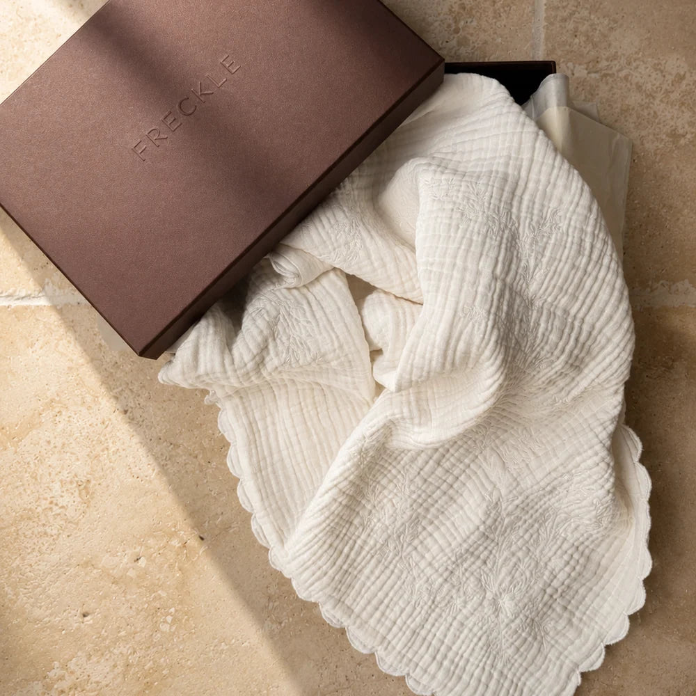 Embroidered Blanket - Ivory
