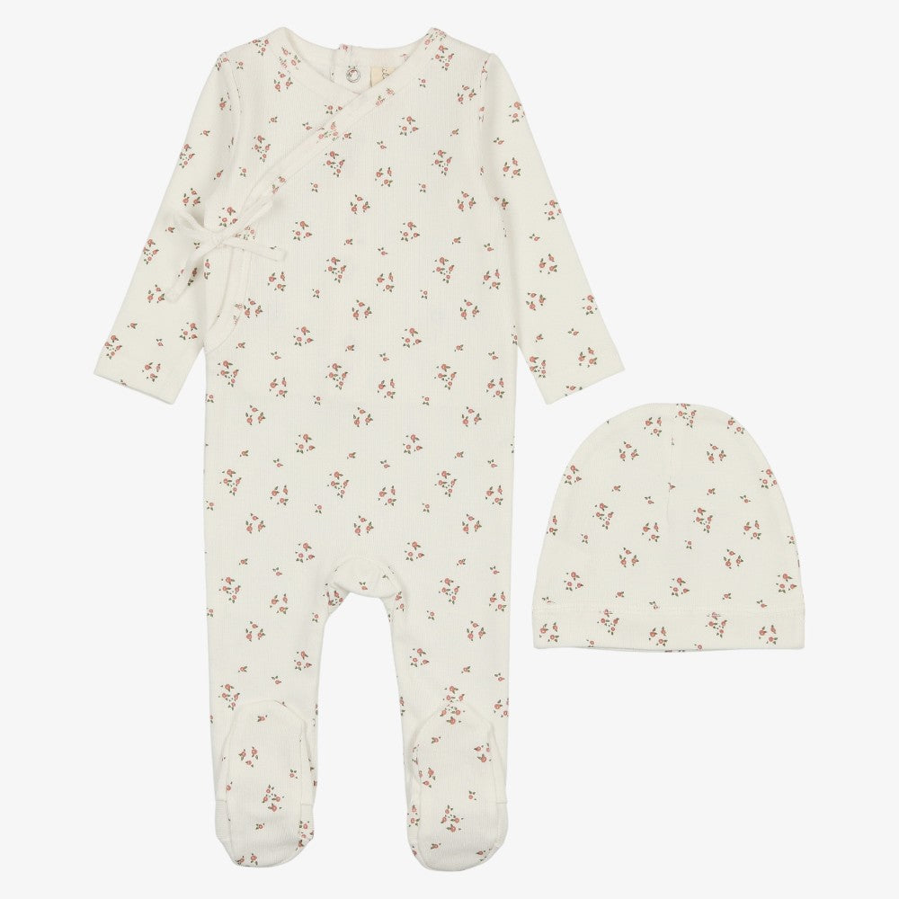 Dainty Footie And Hat - Winter White