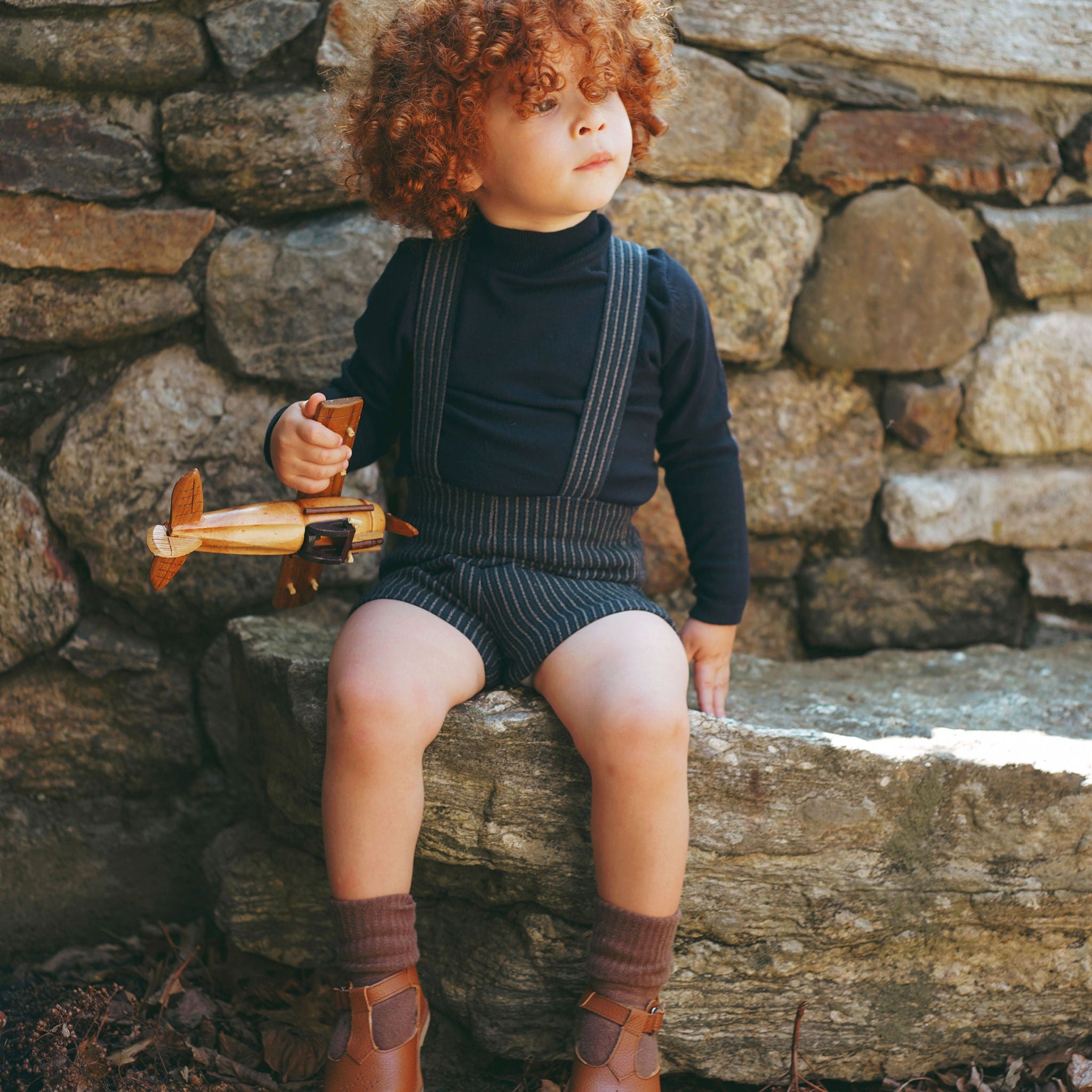 Textured Overalls - Navy