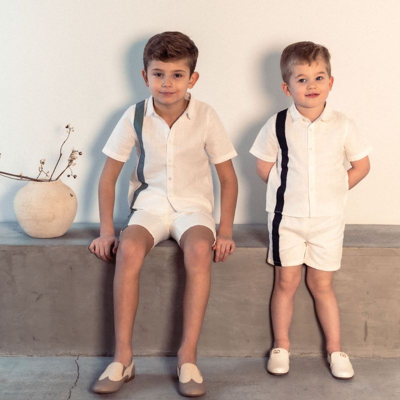 Stripe Shirt And Shorts - White/green