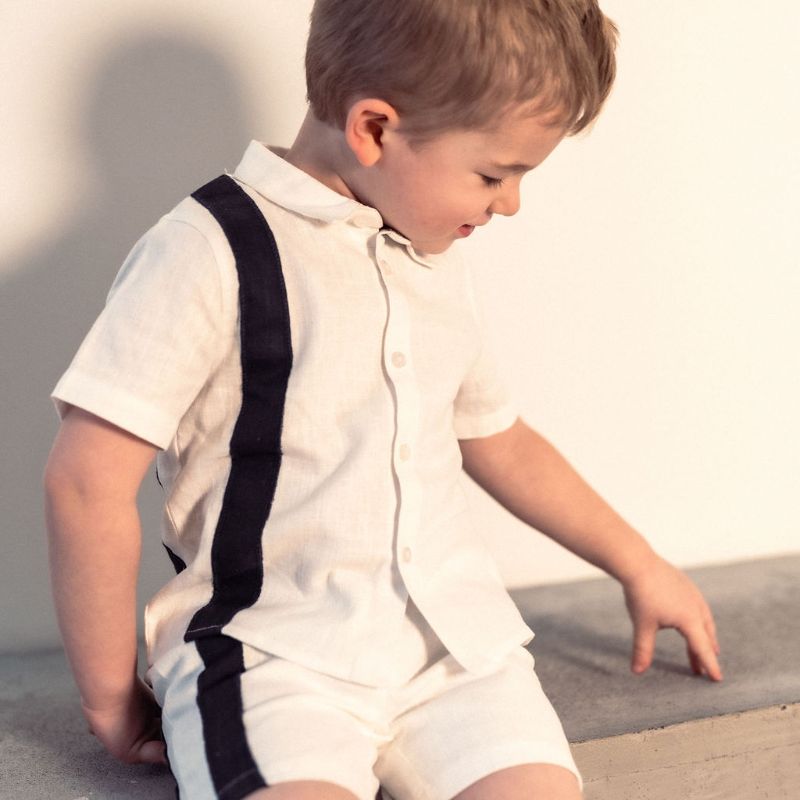 Stripe Shirt And Shorts - White/navy