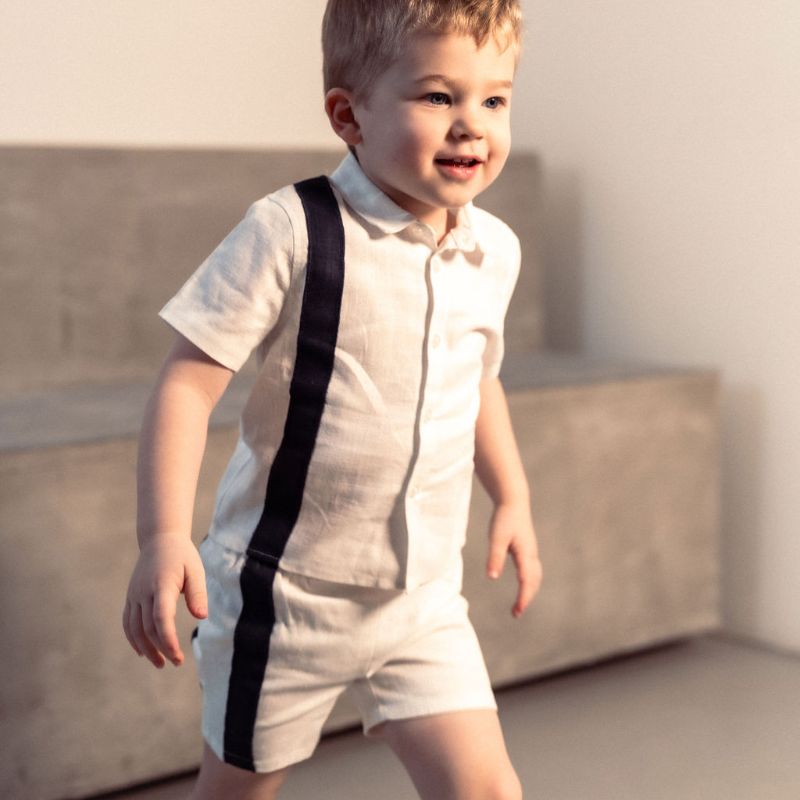 Stripe Shirt And Shorts - White/navy