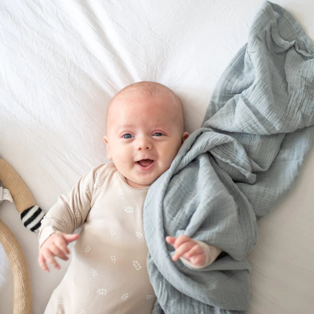 Muslin Swaddle 2 Pack - Misty Blue Dottie