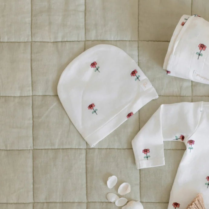 Daisy Print Beanie - Pink