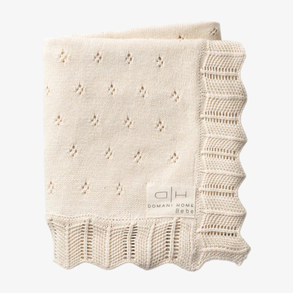Scallop Pointelle Blanket - Natural