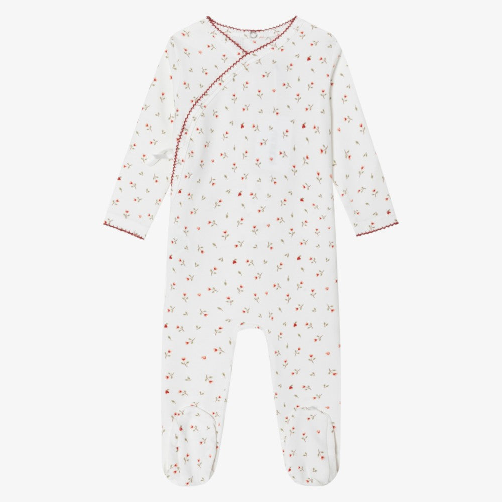 Heart Printed Footie - Cream