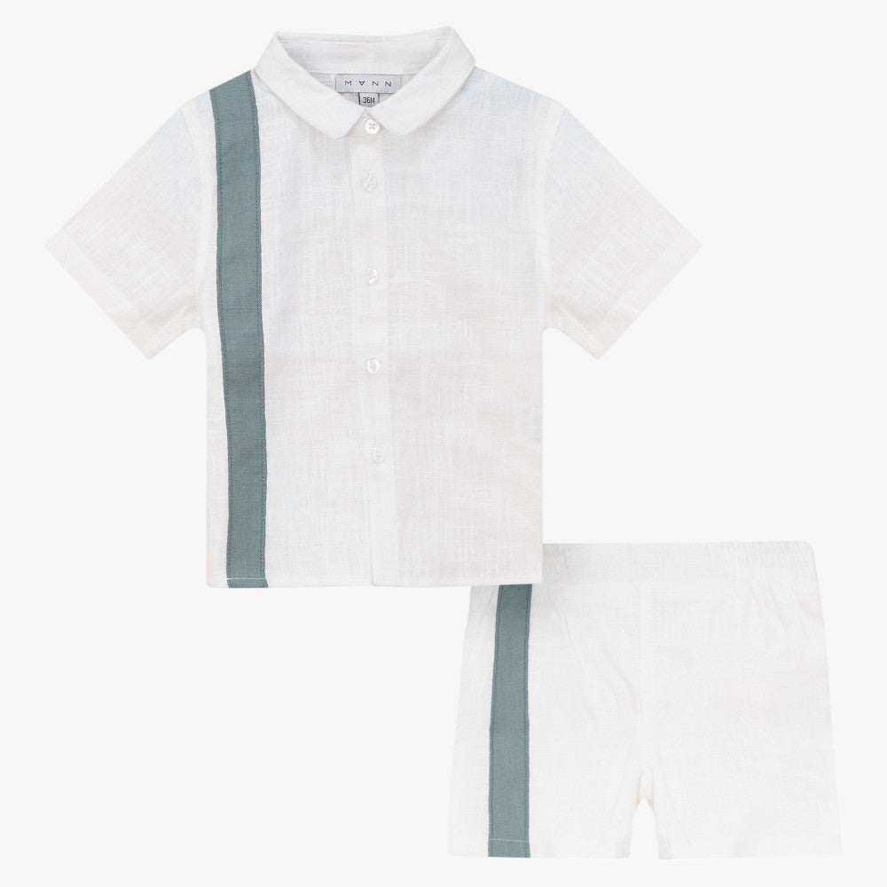 Stripe Shirt And Shorts - White/green