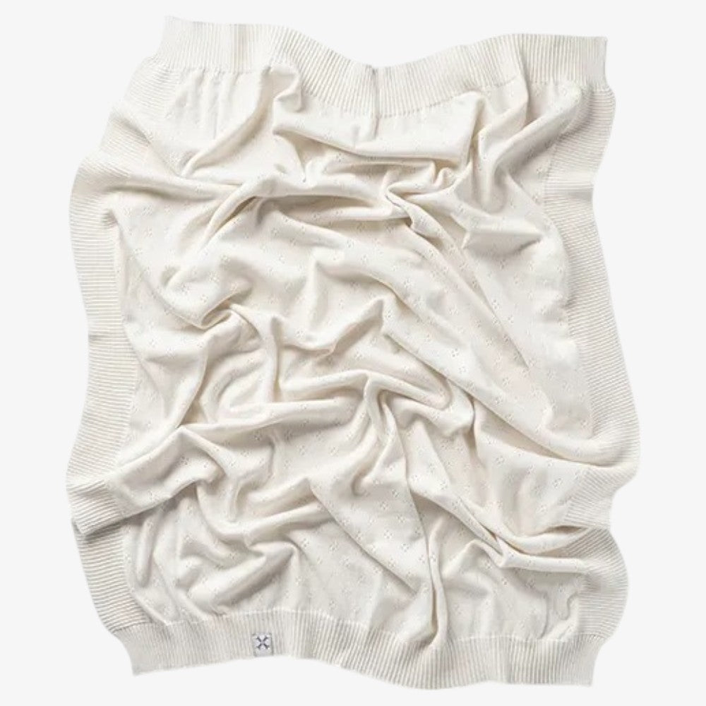 Signature White Pointelle Baby Blanket - 100% Cotton 30x40 Inch