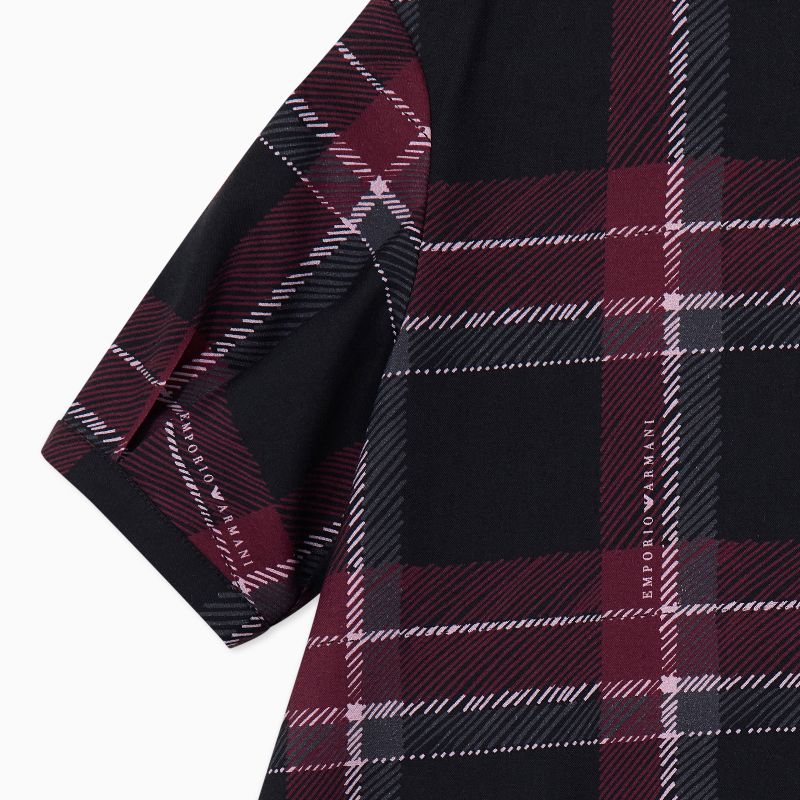 Plaid Pleated Dress - Navy