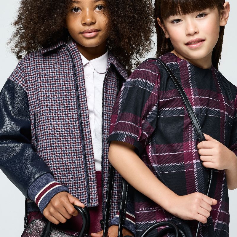 Plaid Pleated Dress - Navy