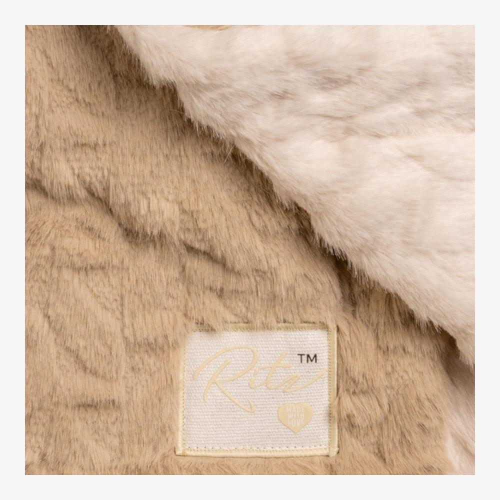 Embossed Blanket - Beige&white