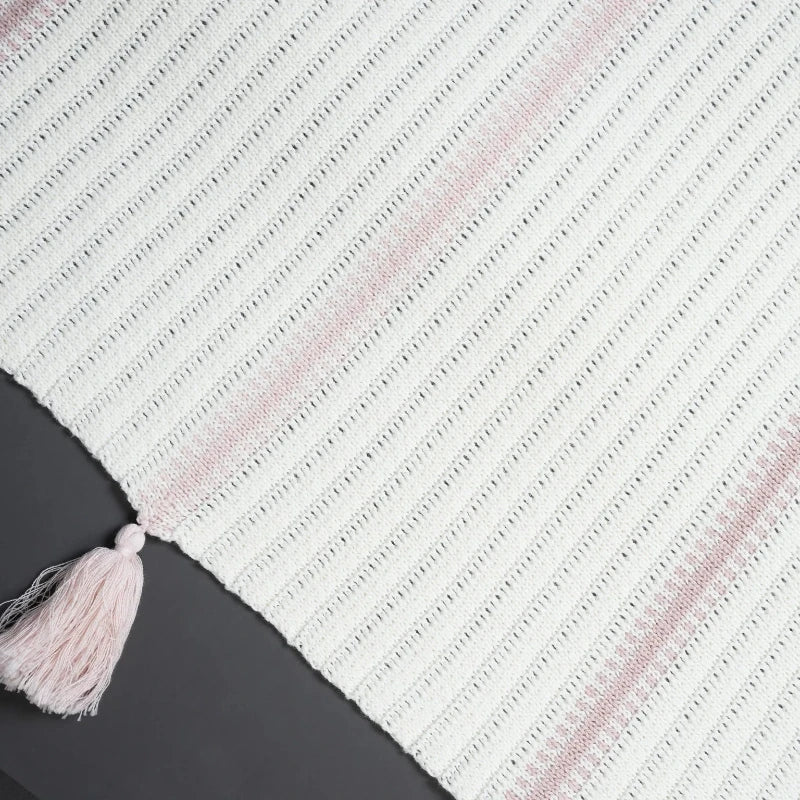 Knit Blanket - Ivory&pink
