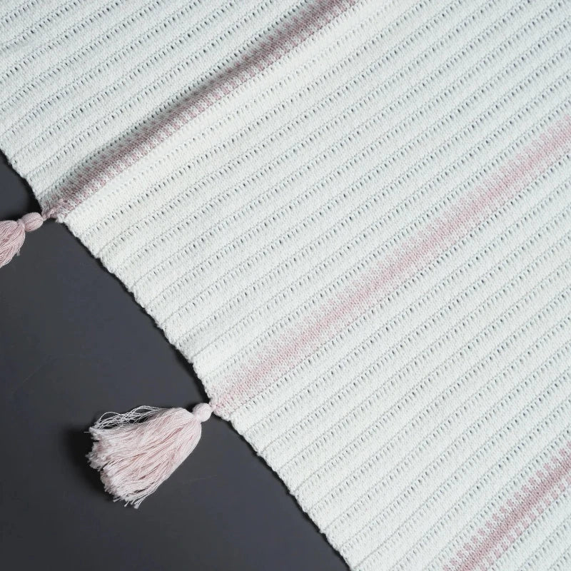 Knit Blanket - Ivory&pink