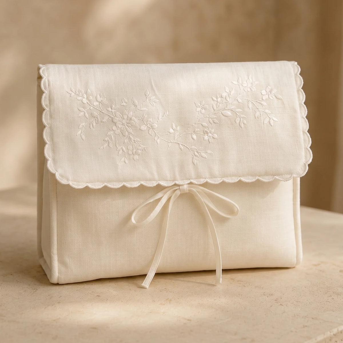 Embroidered Pouch - Ivory
