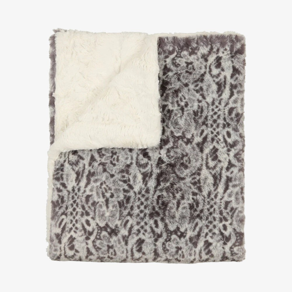 Lace Fur Blanket - Graphite