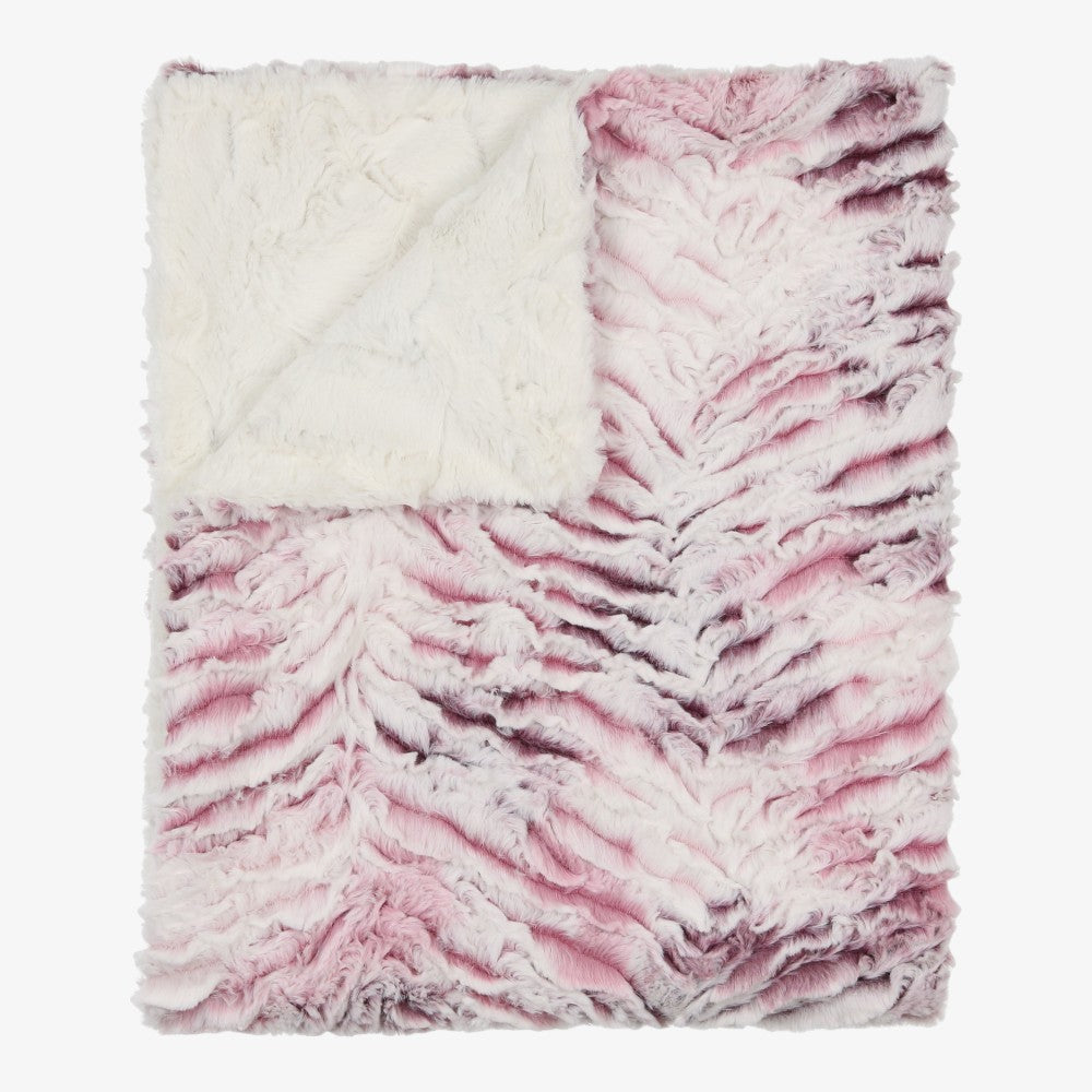 WAVES FUR BLANKET - Multipink/natural