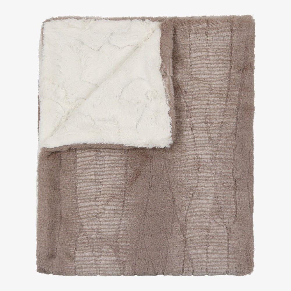 Stone Fur Blanket - Stone & Natural