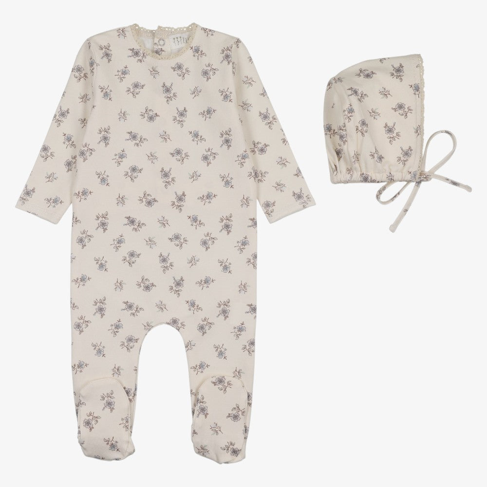 Blossom Footie And Bib - Powder