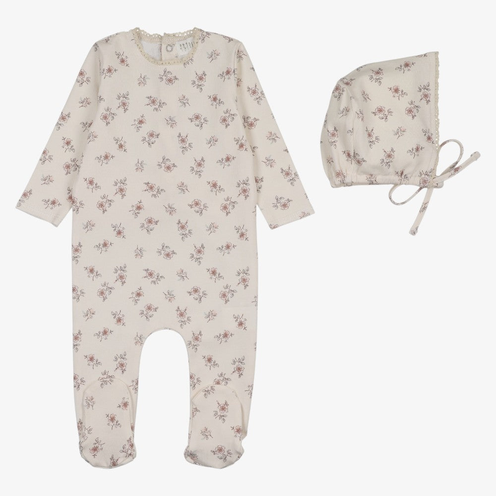 Blossom Footie And Bib - Rose