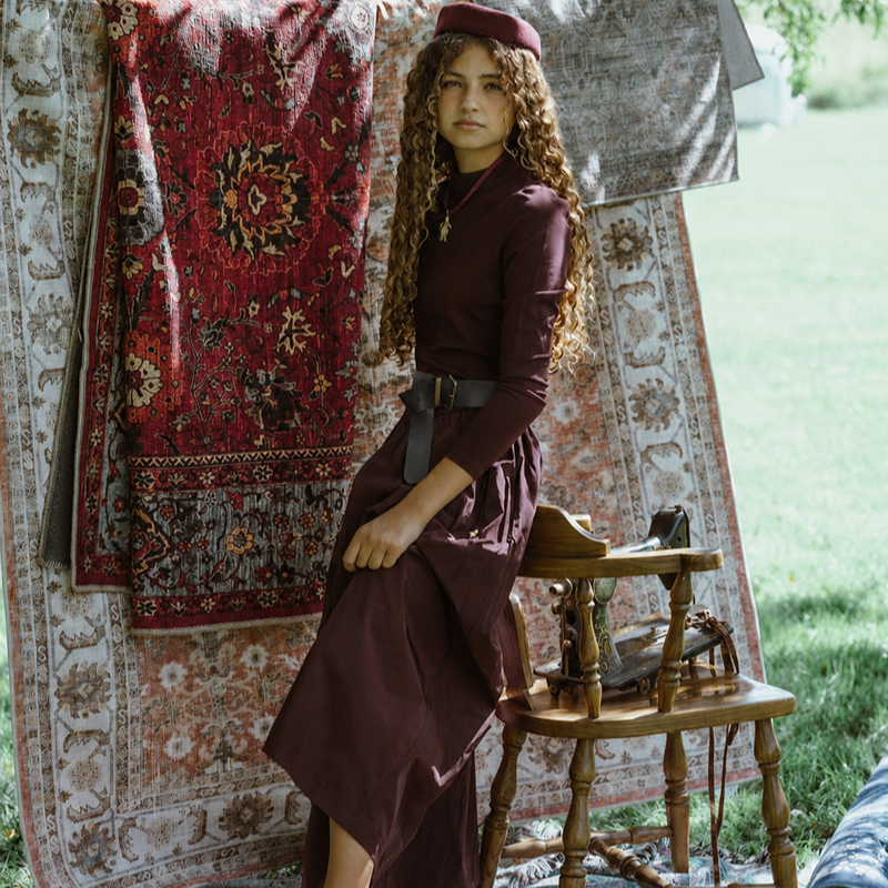 V Yoke Brocade Dress