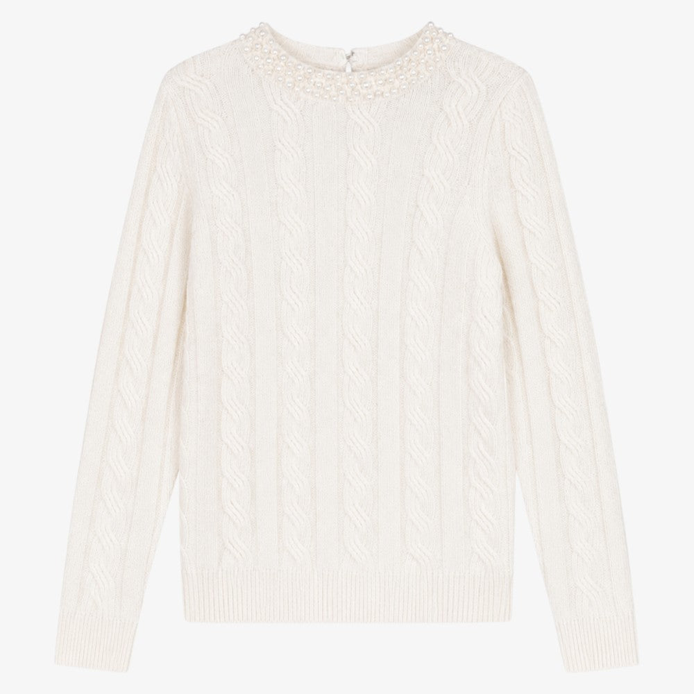 Pearl Knit Sweater - Cream
