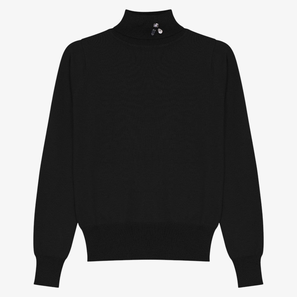 Brooch Turtleneck - Black