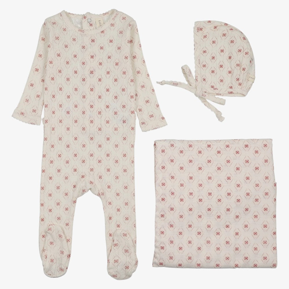 Geo Floral Print Take Me Home Set - Cream & Pink