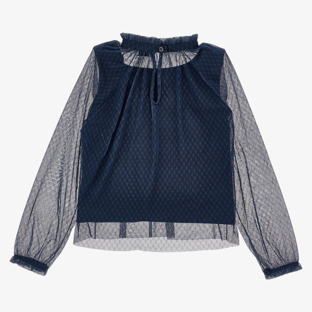Tulle Blouse - Navy