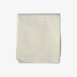 Knit Trim Blanket - White