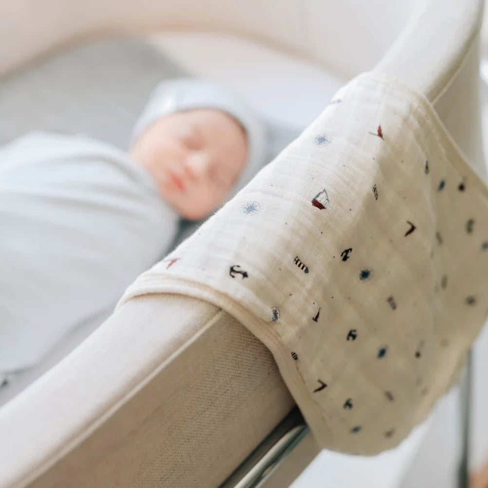 MUSLIN BURP CLOTHS 3 - Nautical Blue