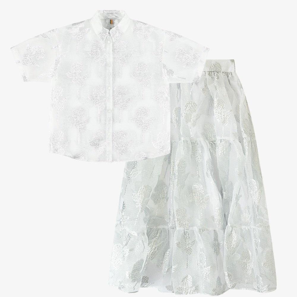 Crunch Top And Skirt - Silver