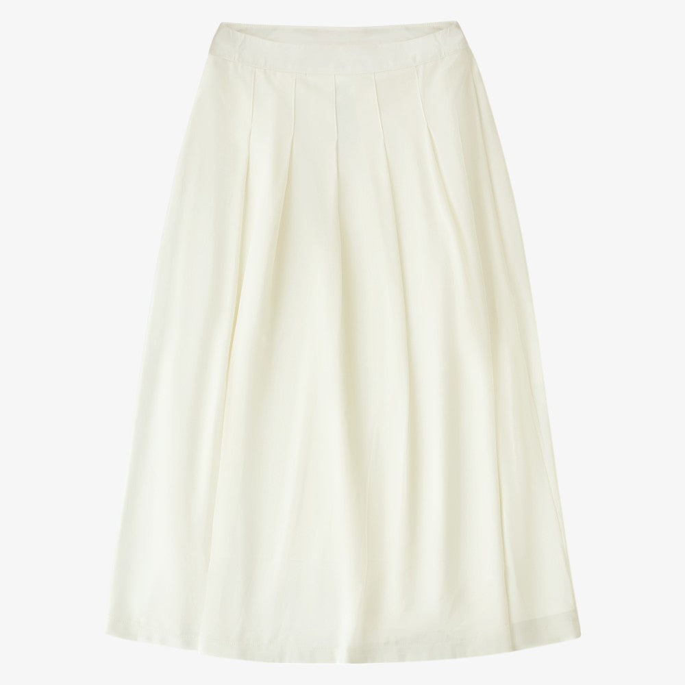 Waistband Pleat Skirt Midi - Ivory