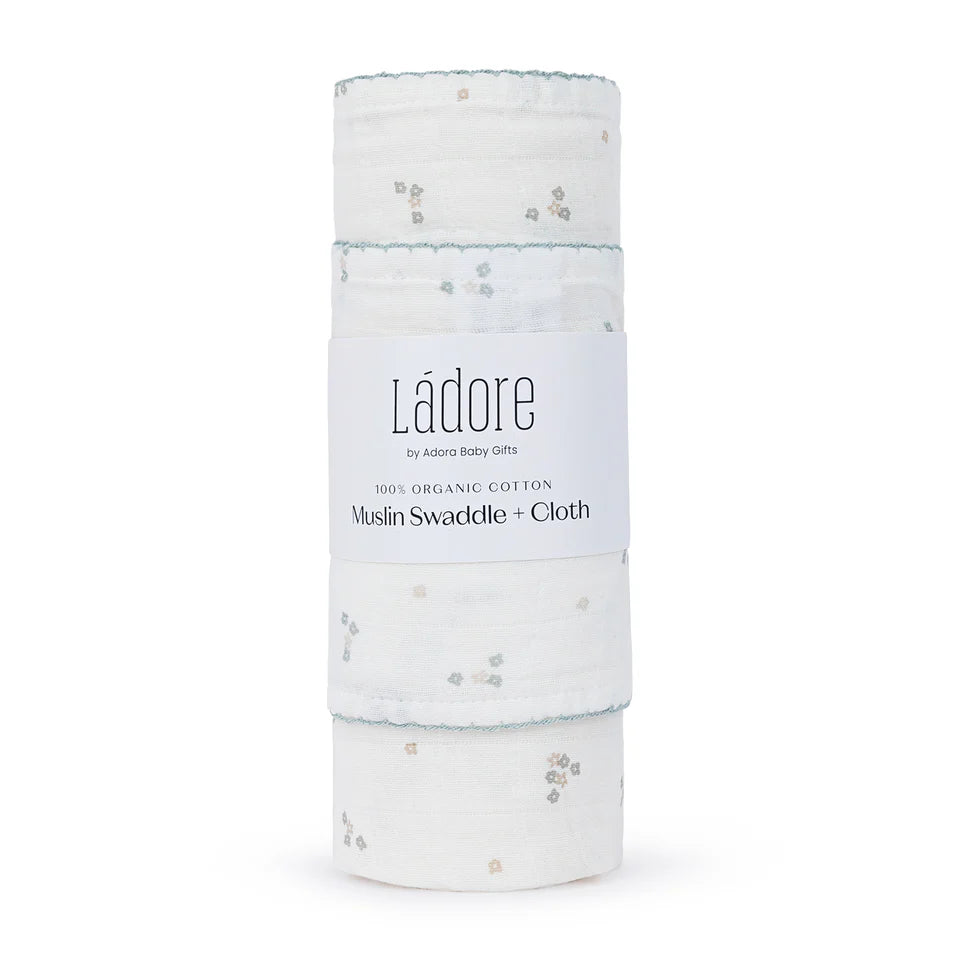 Floral Swaddle + Cloth - Sage