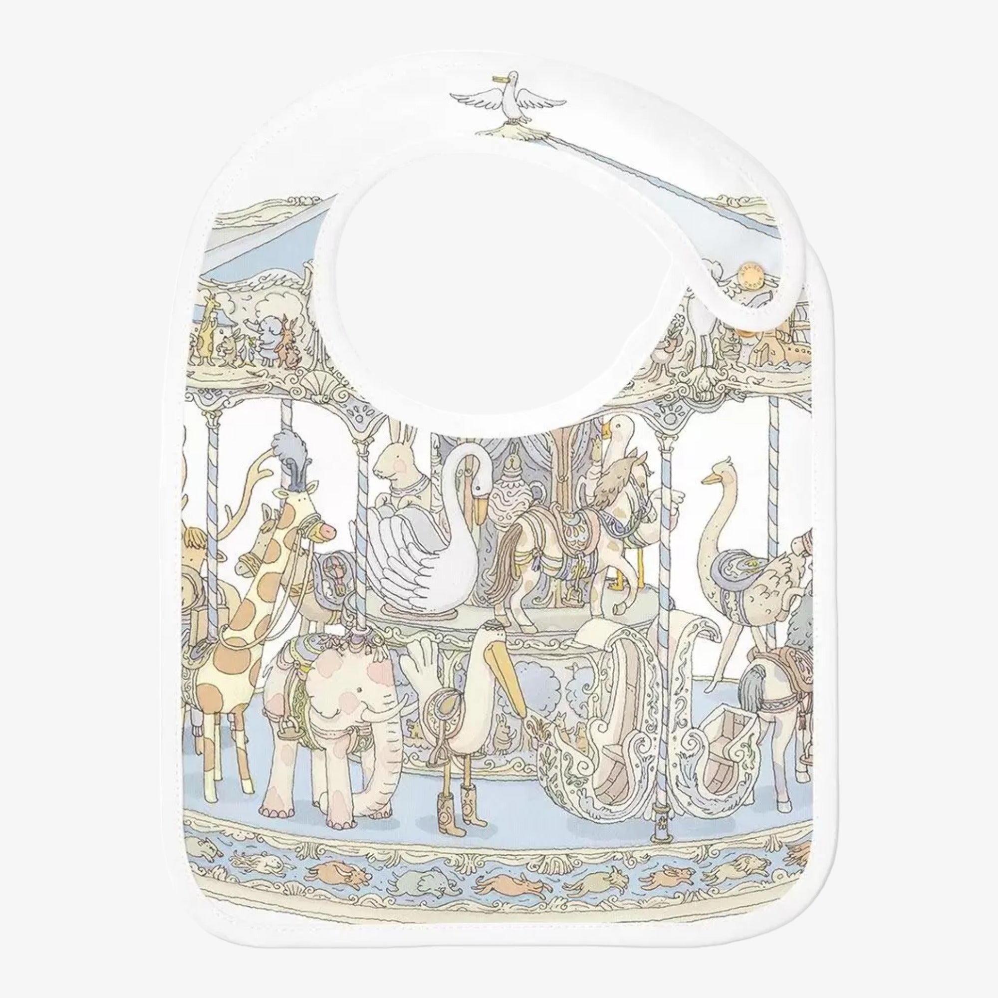 Satin Bib - Carousel Blue