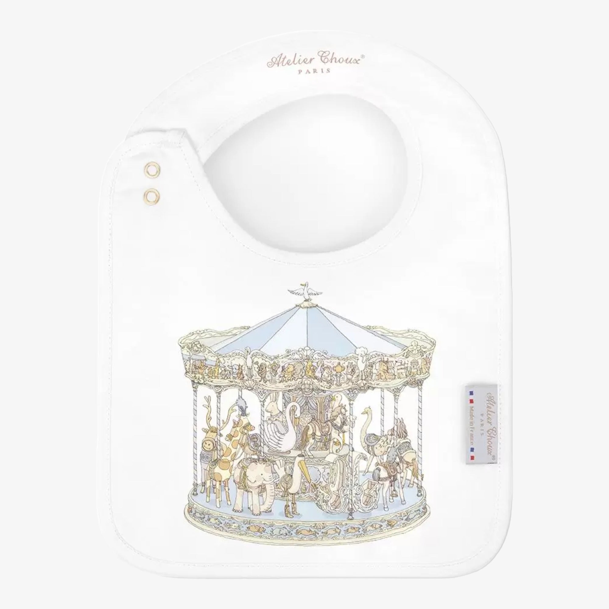 Satin Bib - Carousel Blue