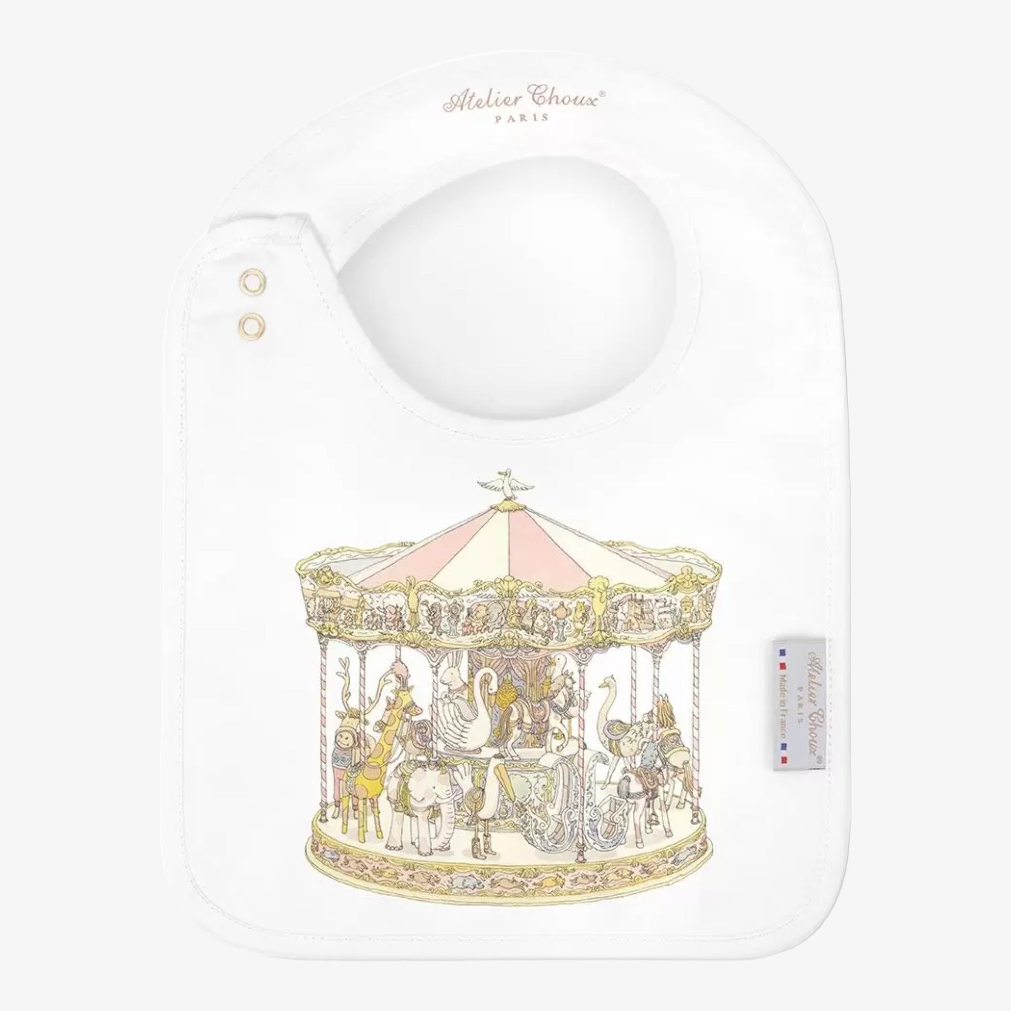 Satin Bib - Carousel Pink