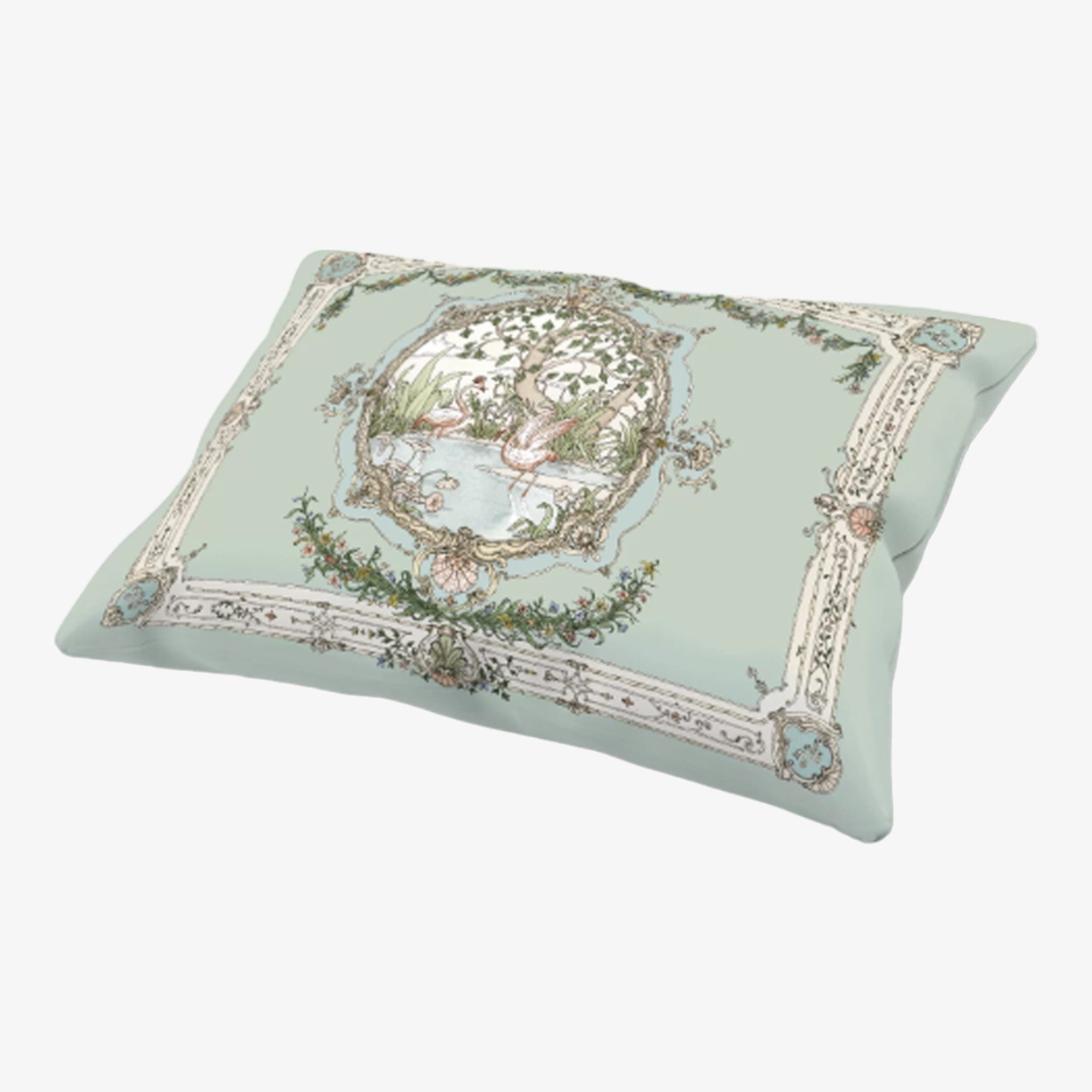 Satin Pillow - Tapestry Olive Green