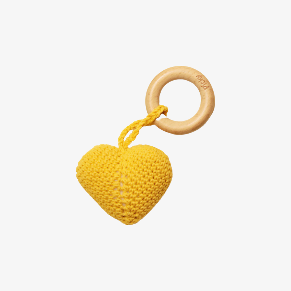 Heart Rattle Teether - Mustard